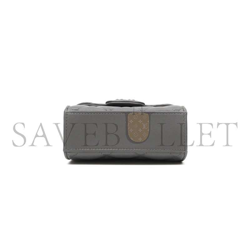 CHANEL MINI HANDLE CLUTCH WITH CHAIN GREY LAMBSKIN AP2682 (12*11*5cm)